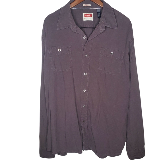 Wrangler Gray Vintage Wash Button Down Long Sleeve Casual Shirt Size 2XL Cotton - Picture 3 of 8